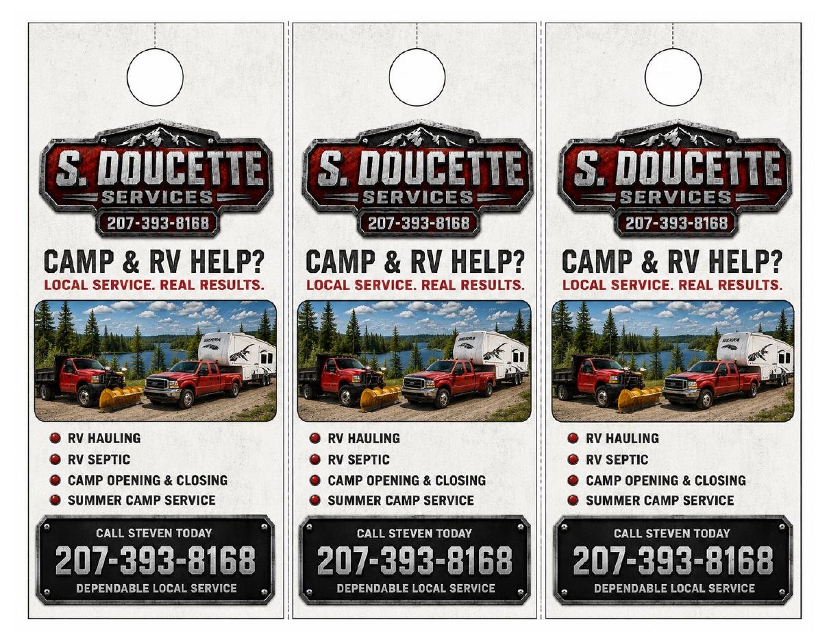 S. Doucette camp and RV door hangers