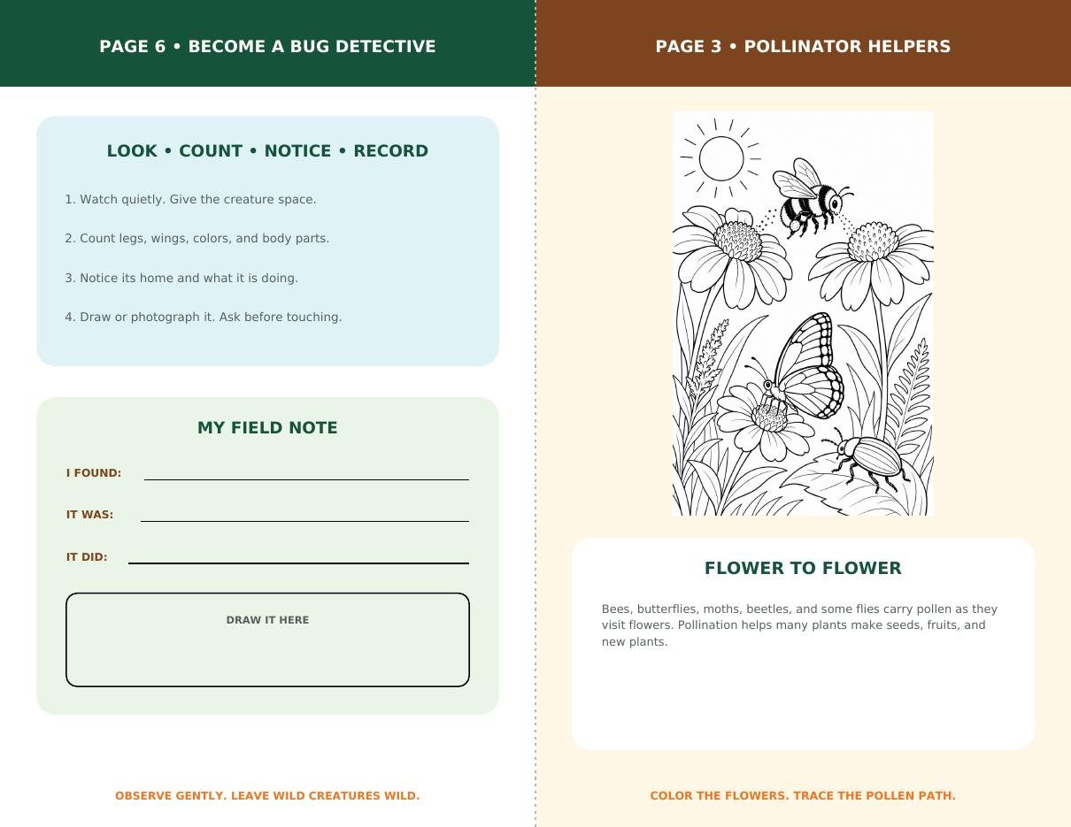 Bug detective and pollinator pages